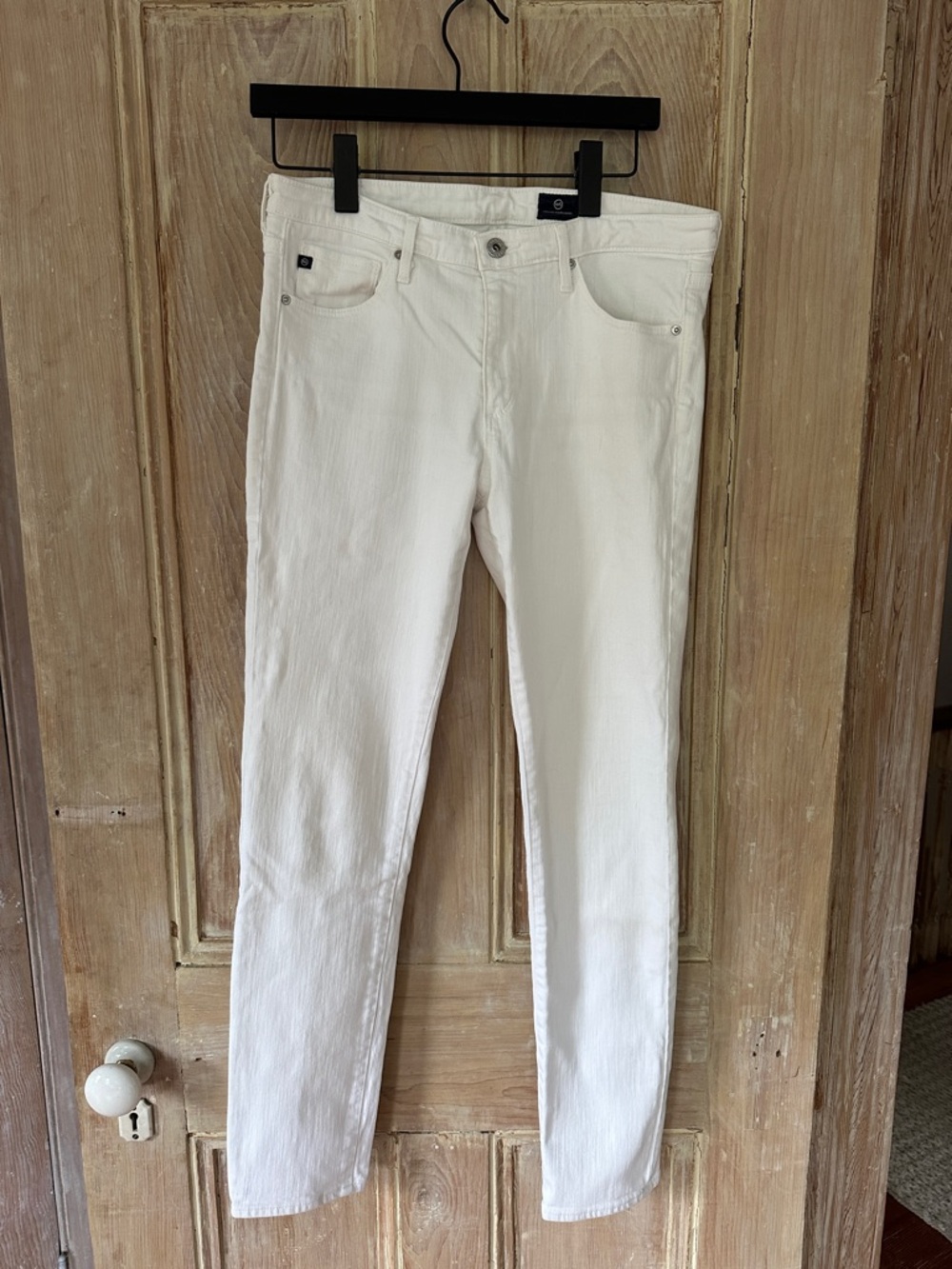 Ag Adriano Goldschmied White Denim Slim Straight Jeans